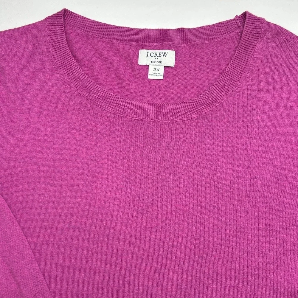J.Crew Womens Crew Neck Long Sleeve Pullover Teddy Sweater Size 2X Purple Soft